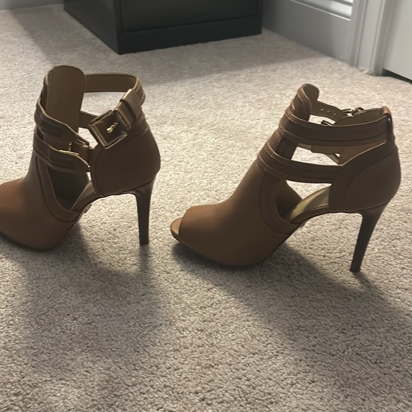 Michael Kors taupe heeled booties with gold metal buckle - worn outside once. - Picture 4 of 4